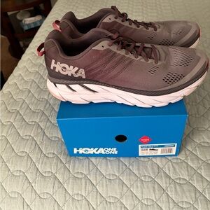 Hoka Charcoal and White Running Shoes